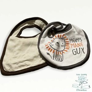 Bundle Sale 3 for $15 | Set of Feeding Bibs - "Mom's Mane Guy" & Lion Bib